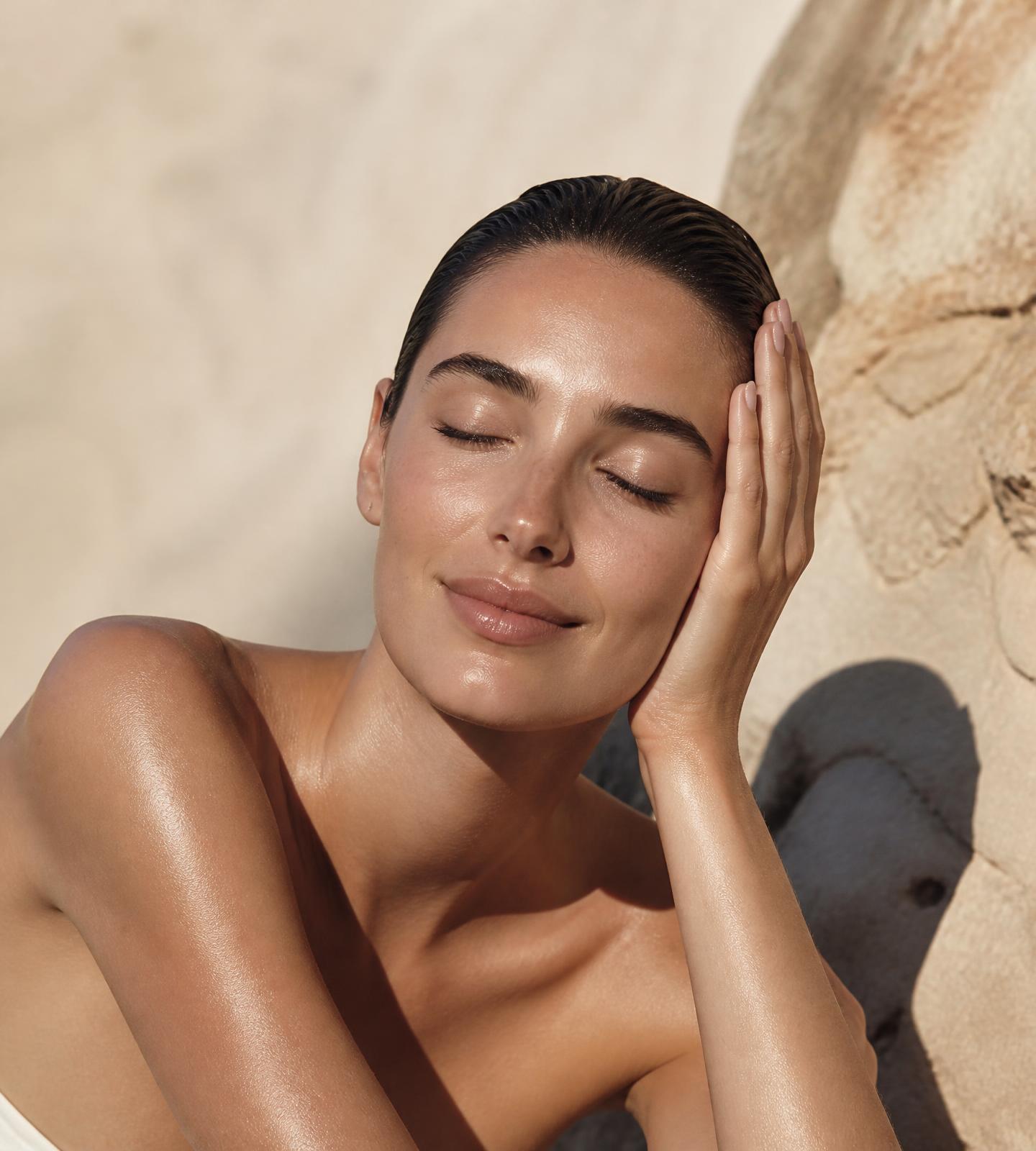 Close-up of glowing, healthy skin after a facial treatment